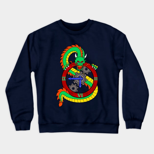 Dragon Steampunk Clock Crewneck Sweatshirt by DavinciSMURF